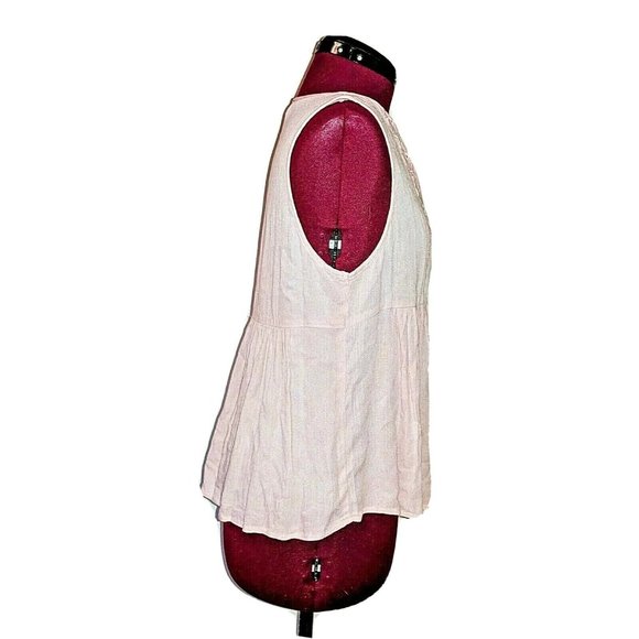 Francesca Womens Babydoll Top Size Medium Pink Sleeveless Keyhole Neck - Picture 5 of 7